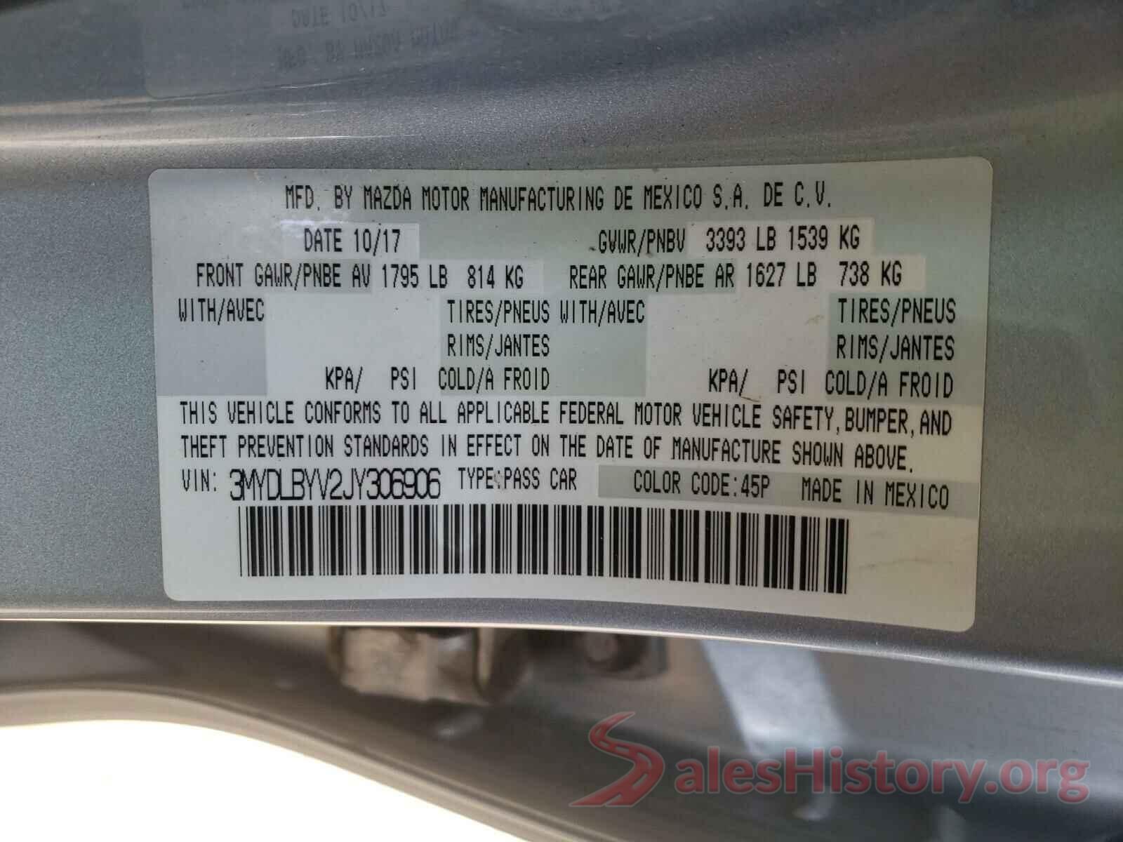 3MYDLBYV2JY306906 2018 TOYOTA YARIS