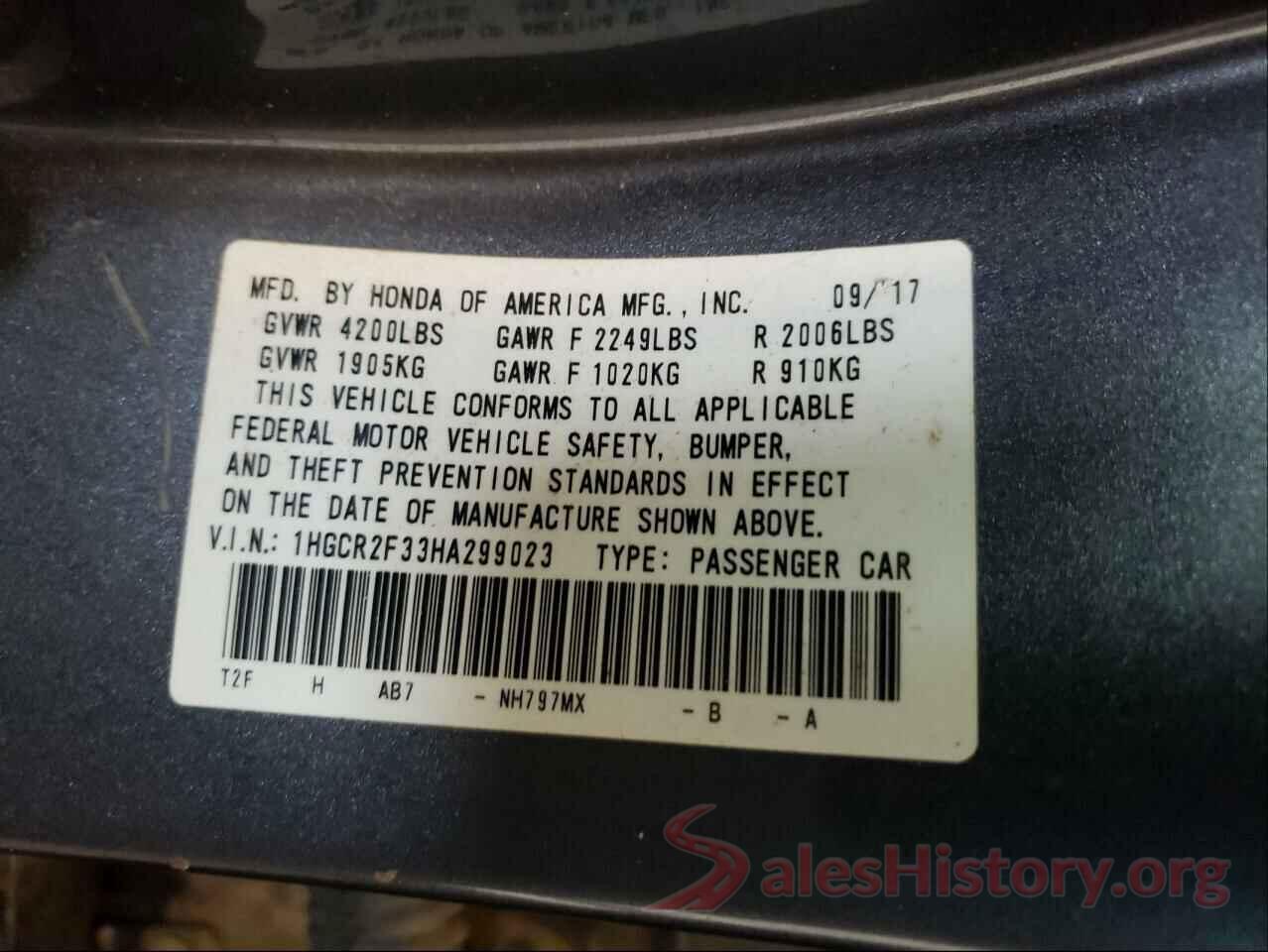 1HGCR2F33HA299023 2017 HONDA ACCORD