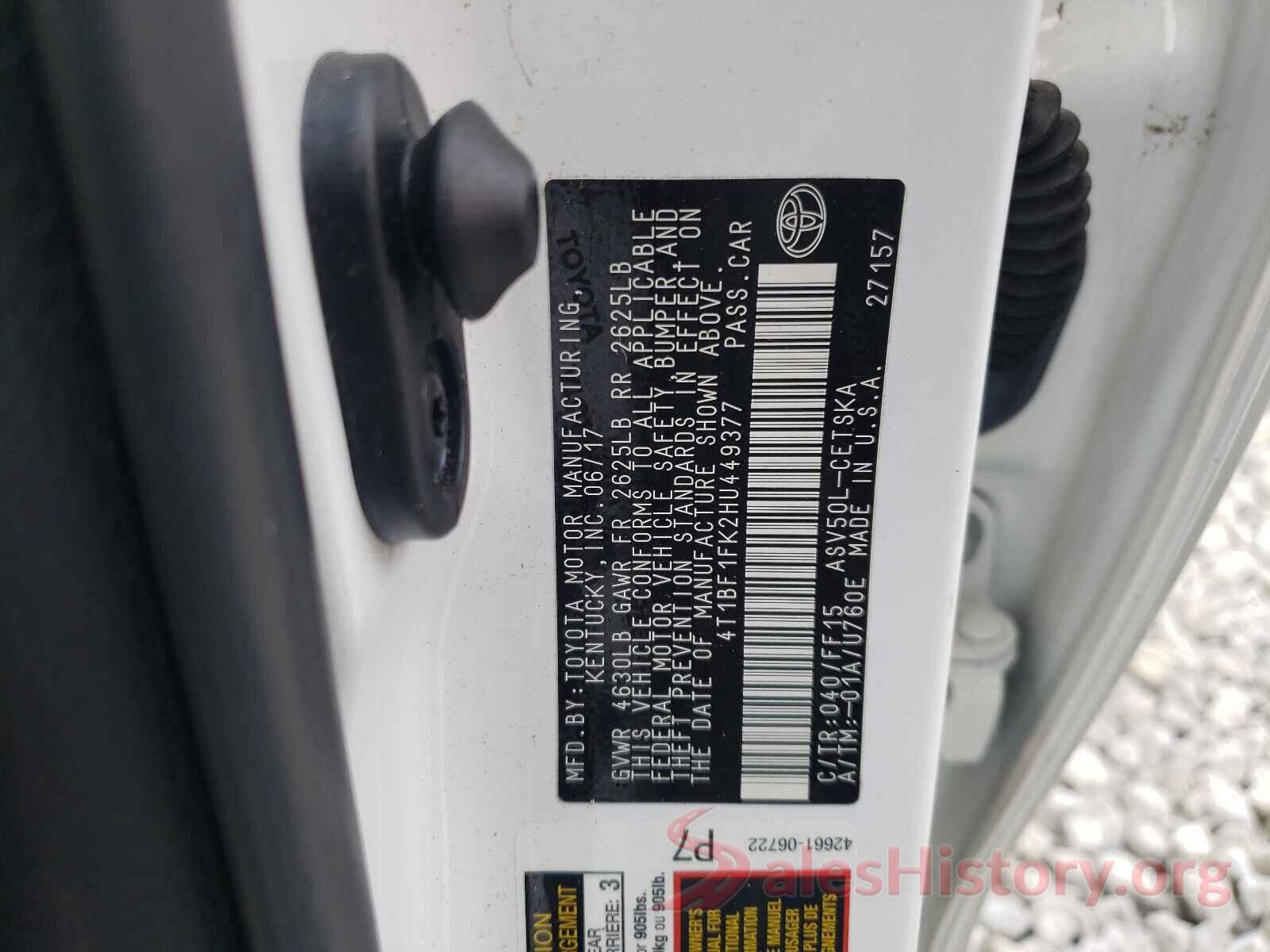 4T1BF1FK2HU449377 2017 TOYOTA CAMRY