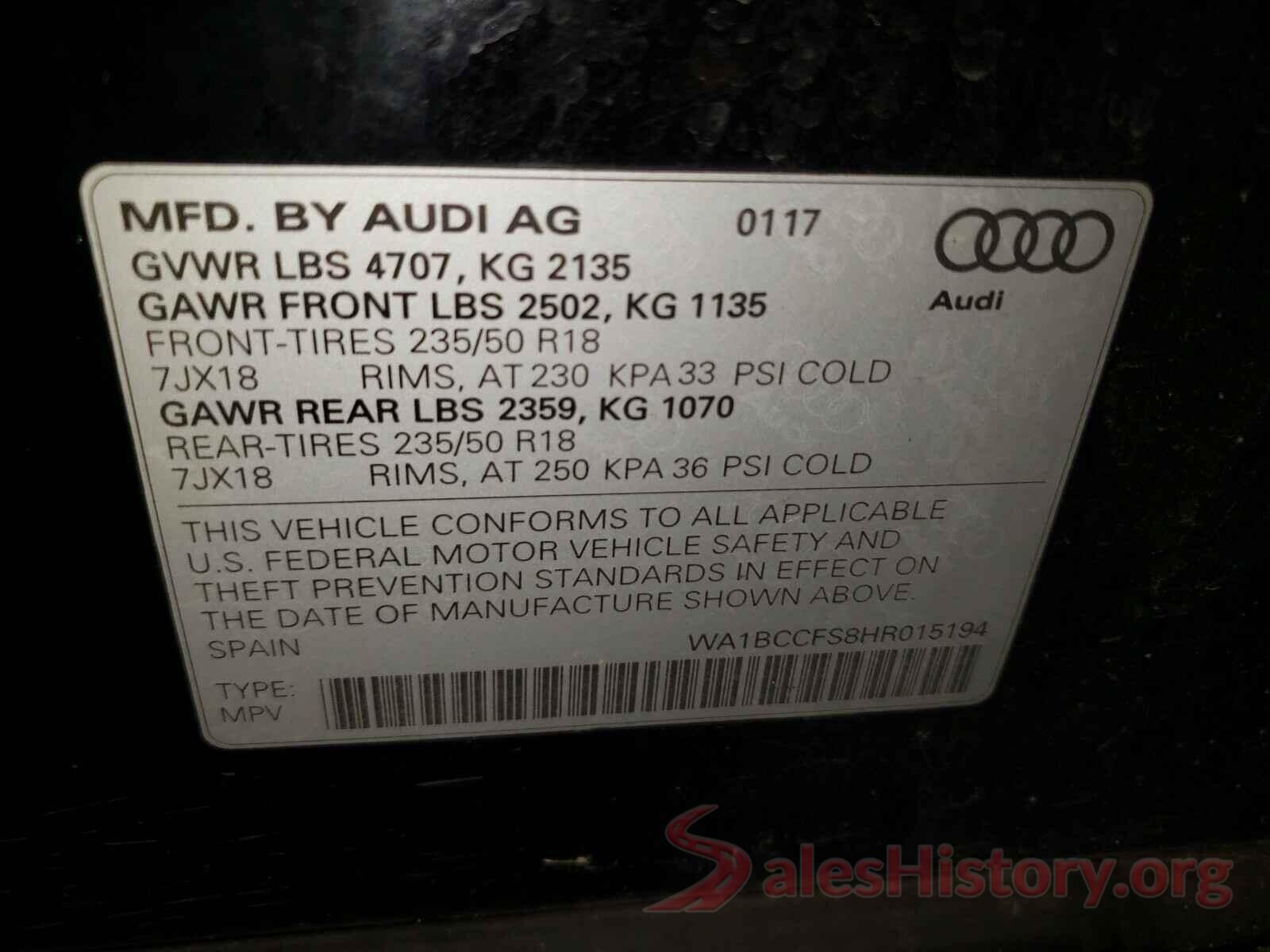 WA1BCCFS8HR015194 2017 AUDI Q3