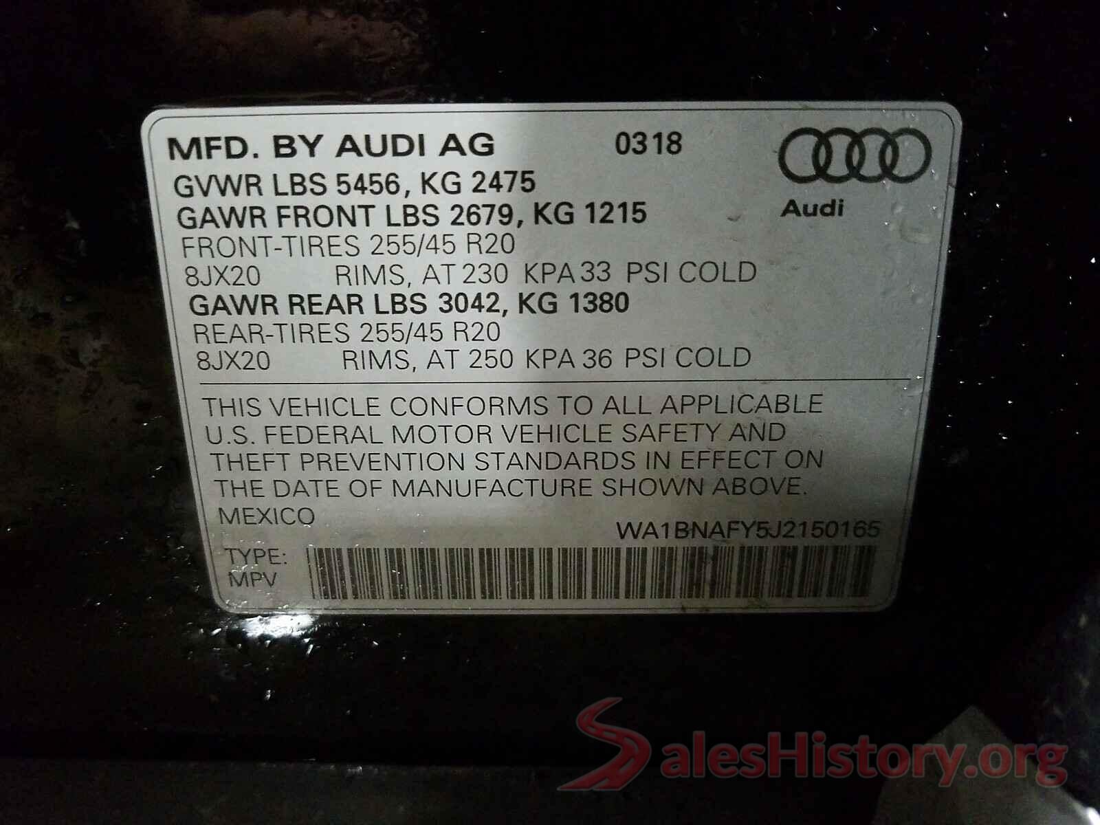 WA1BNAFY5J2150165 2018 AUDI Q5