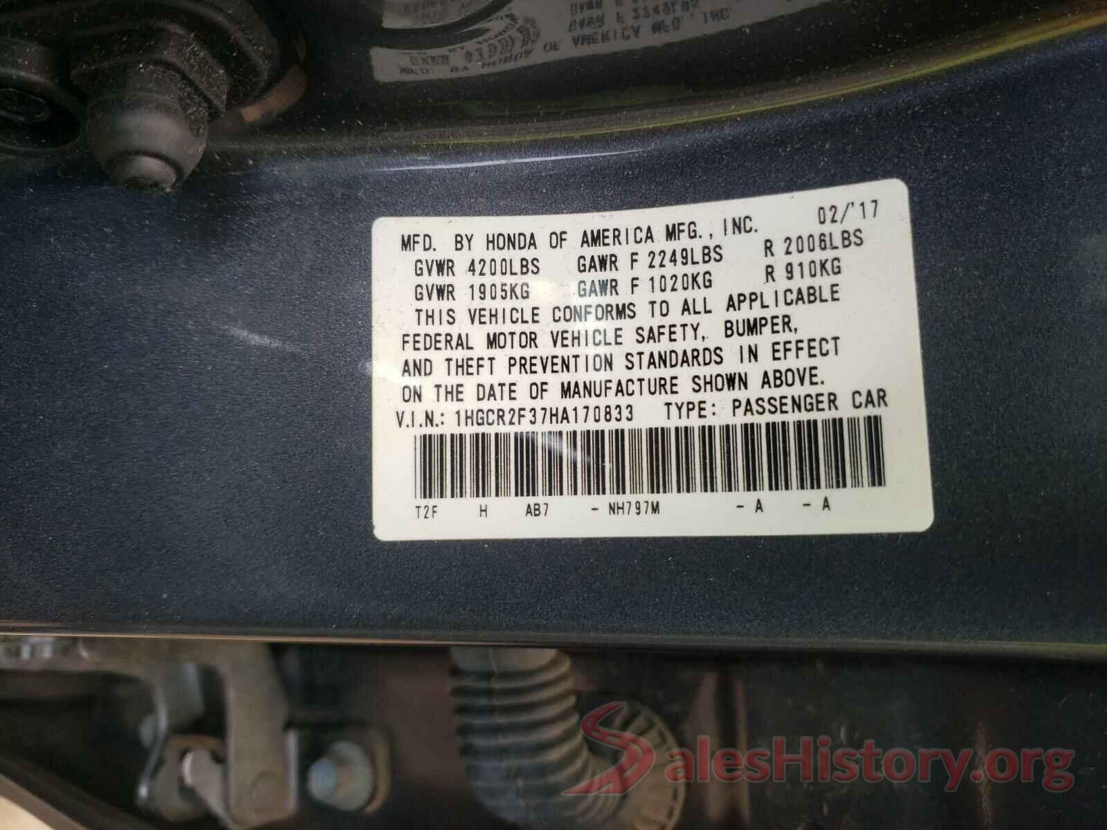 1HGCR2F37HA170833 2017 HONDA ACCORD