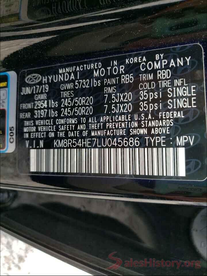 KM8R54HE7LU045686 2020 HYUNDAI PALISADE