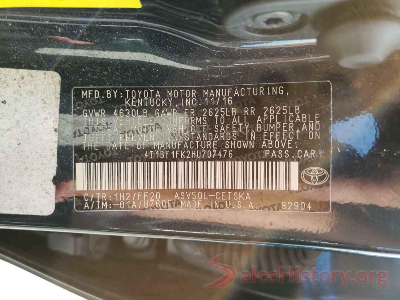 4T1BF1FK2HU707476 2017 TOYOTA CAMRY