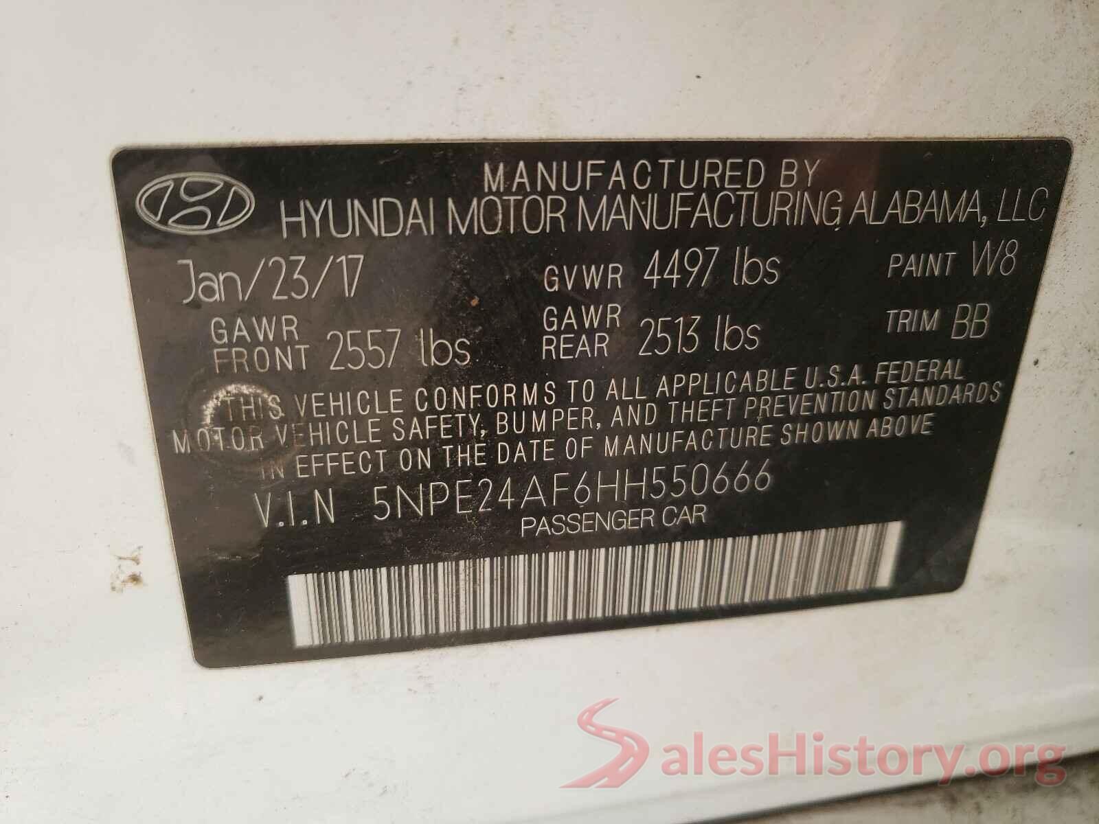 5NPE24AF6HH550666 2017 HYUNDAI SONATA