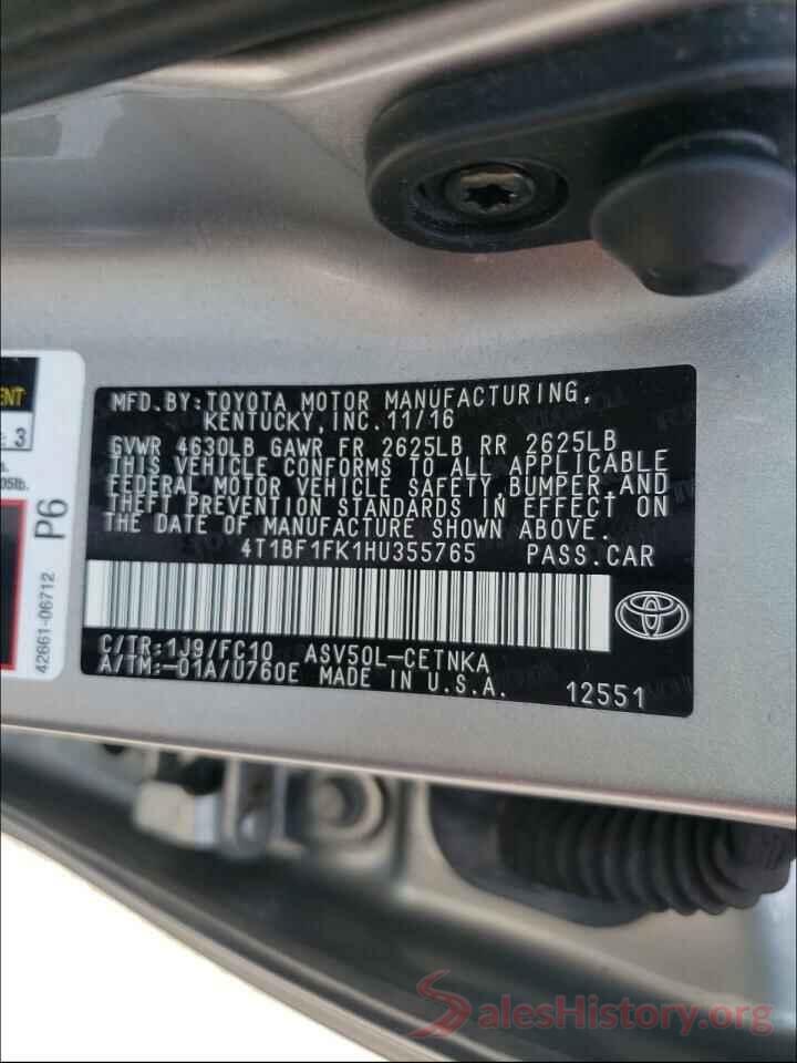 4T1BF1FK1HU355765 2017 TOYOTA CAMRY