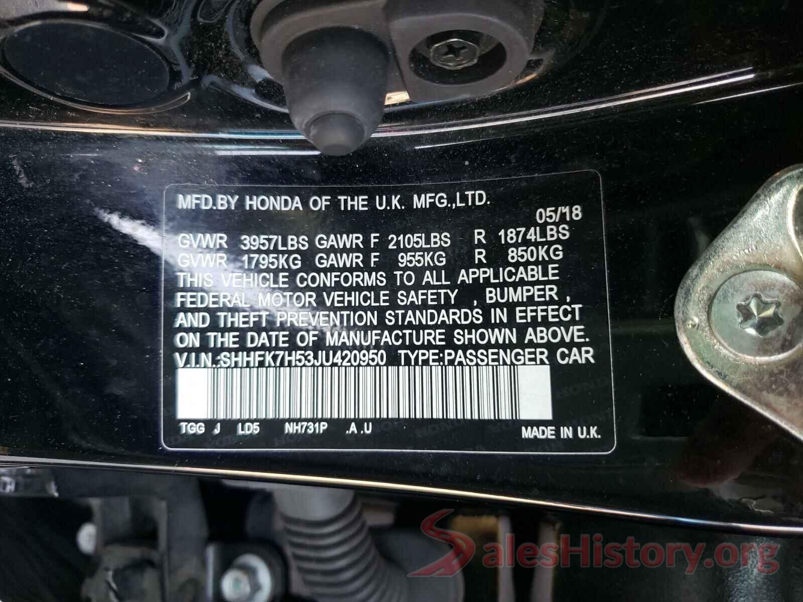 SHHFK7H53JU420950 2018 HONDA CIVIC