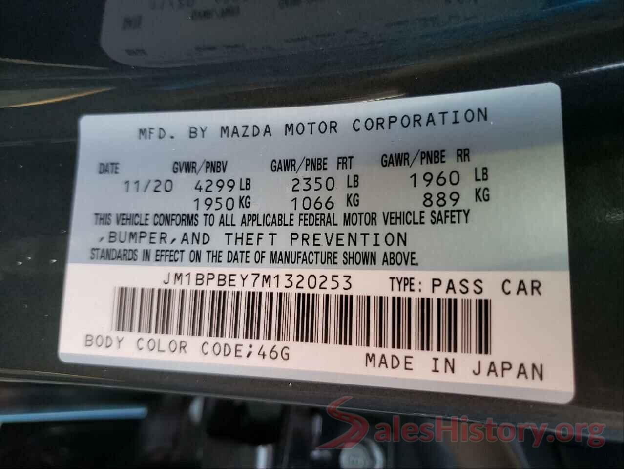 JM1BPBEY7M1320253 2021 MAZDA 3