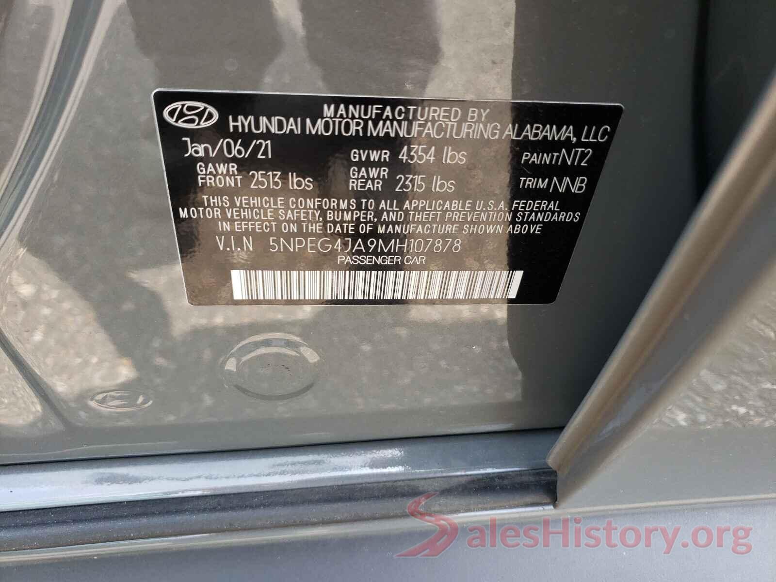 5NPEG4JA9MH107878 2021 HYUNDAI SONATA