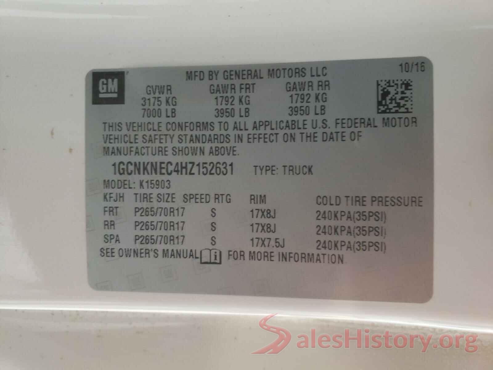 1GCNKNEC4HZ152631 2017 CHEVROLET SILVERADO