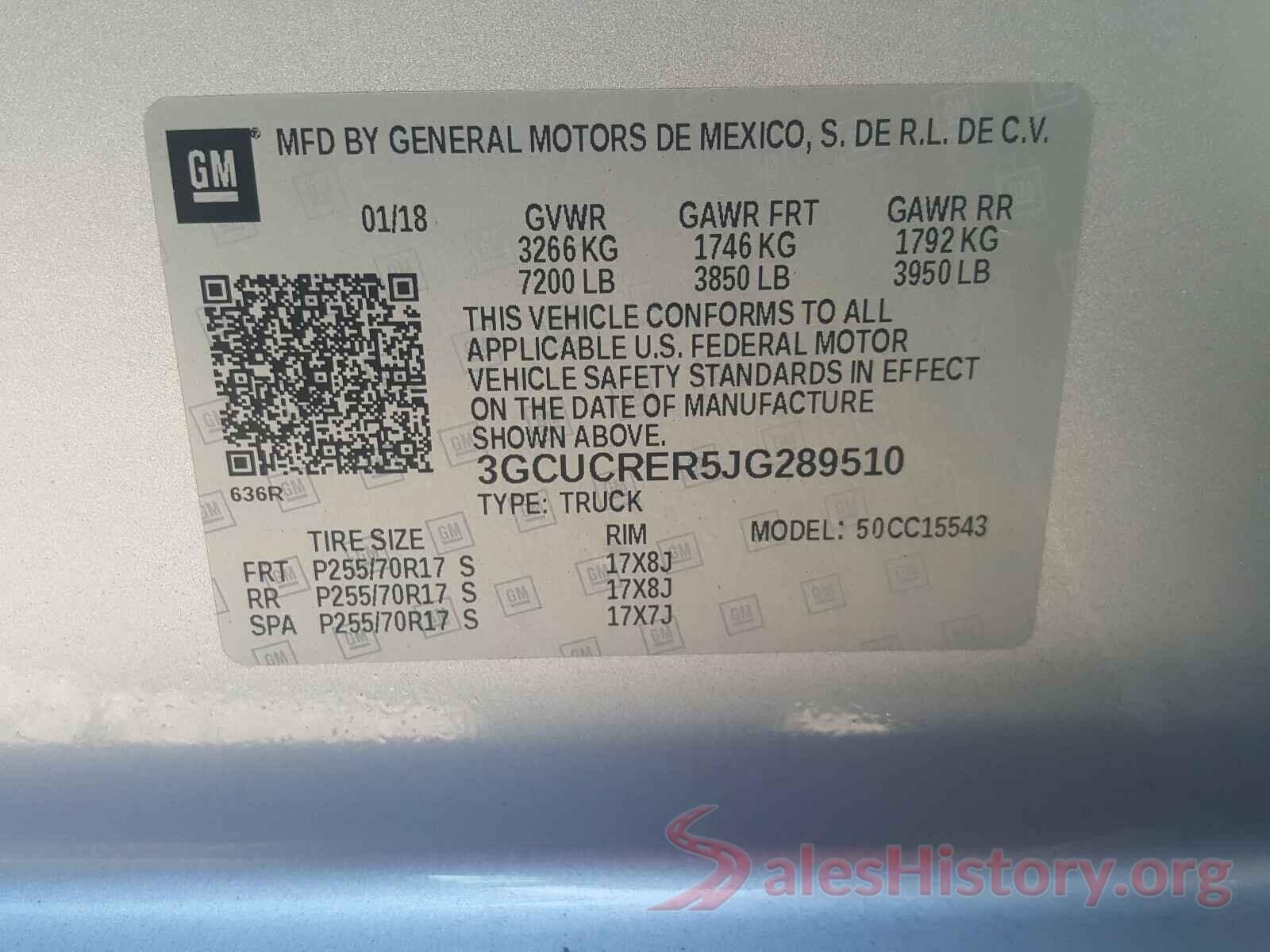 3GCUCRER5JG289510 2018 CHEVROLET SILVERADO