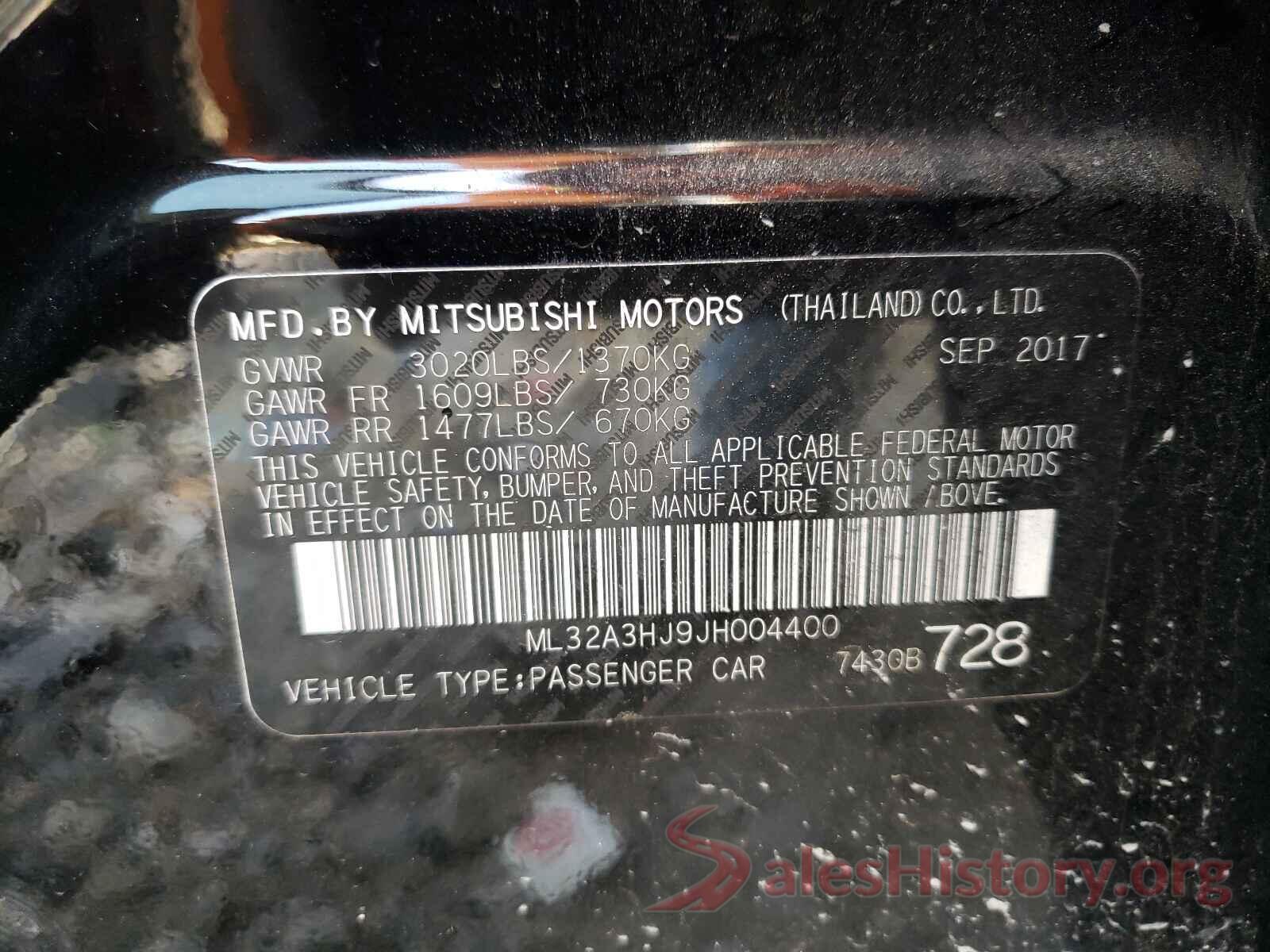 ML32A3HJ9JH004400 2018 MITSUBISHI MIRAGE