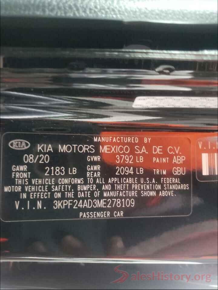 3KPF24AD3ME278109 2021 KIA FORTE