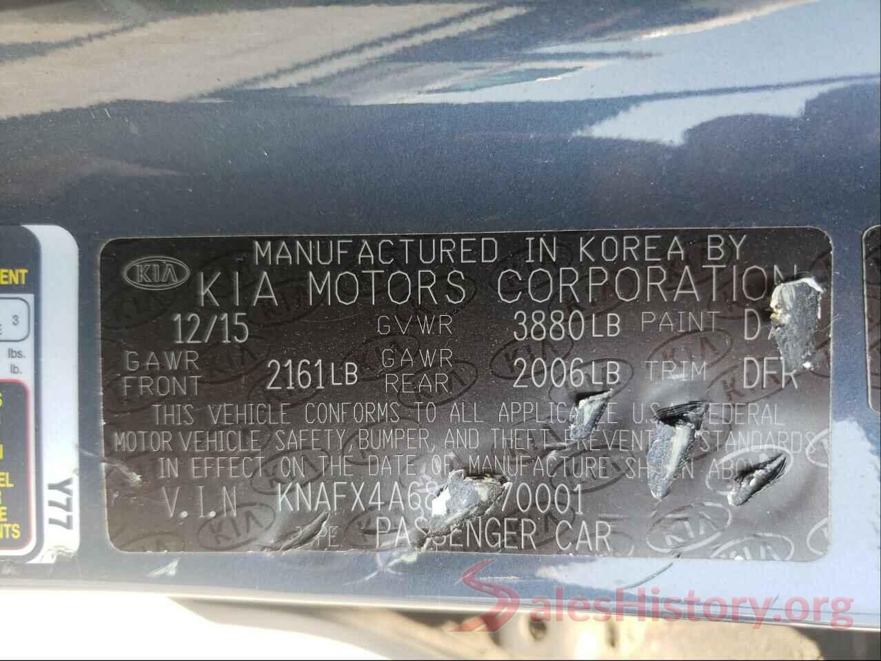 KNAFX4A68G5570001 2016 KIA FORTE