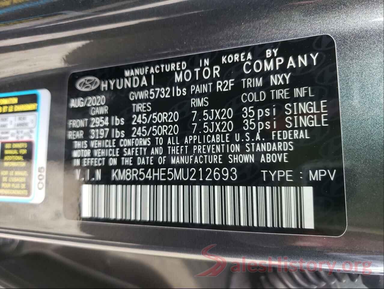 KM8R54HE5MU212693 2021 HYUNDAI PALISADE