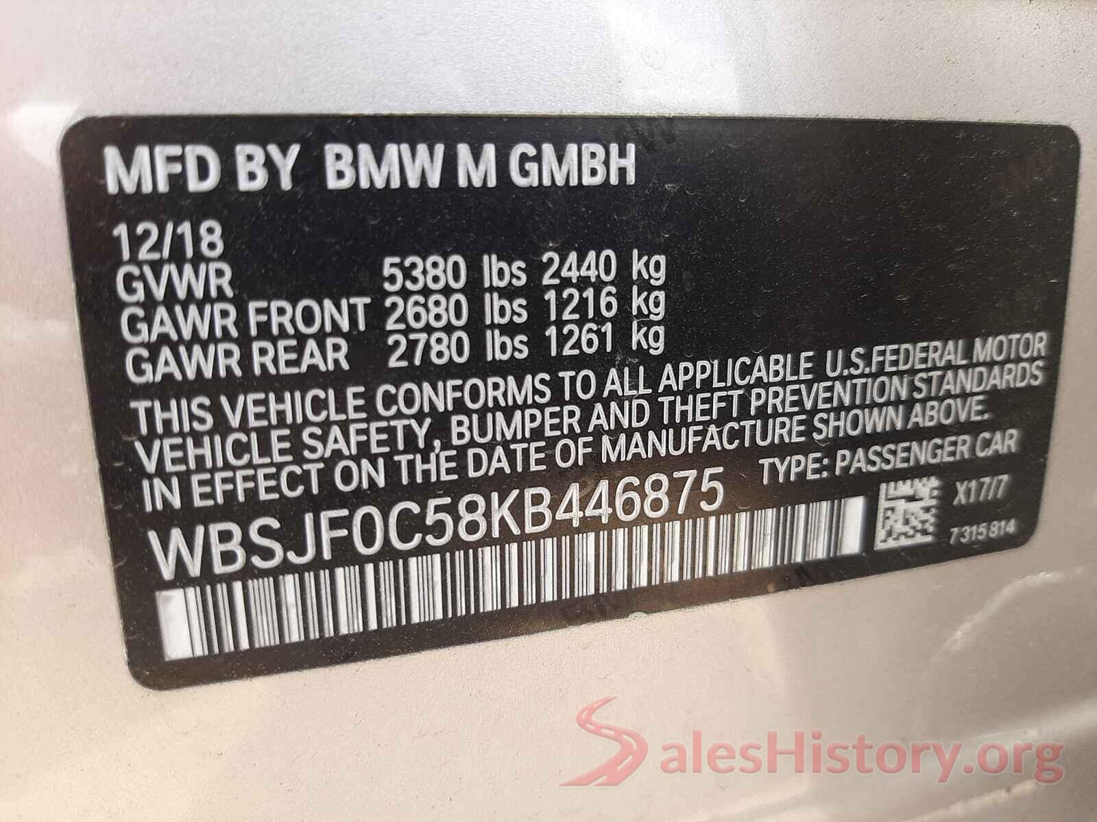 WBSJF0C58KB446875 2019 BMW M5