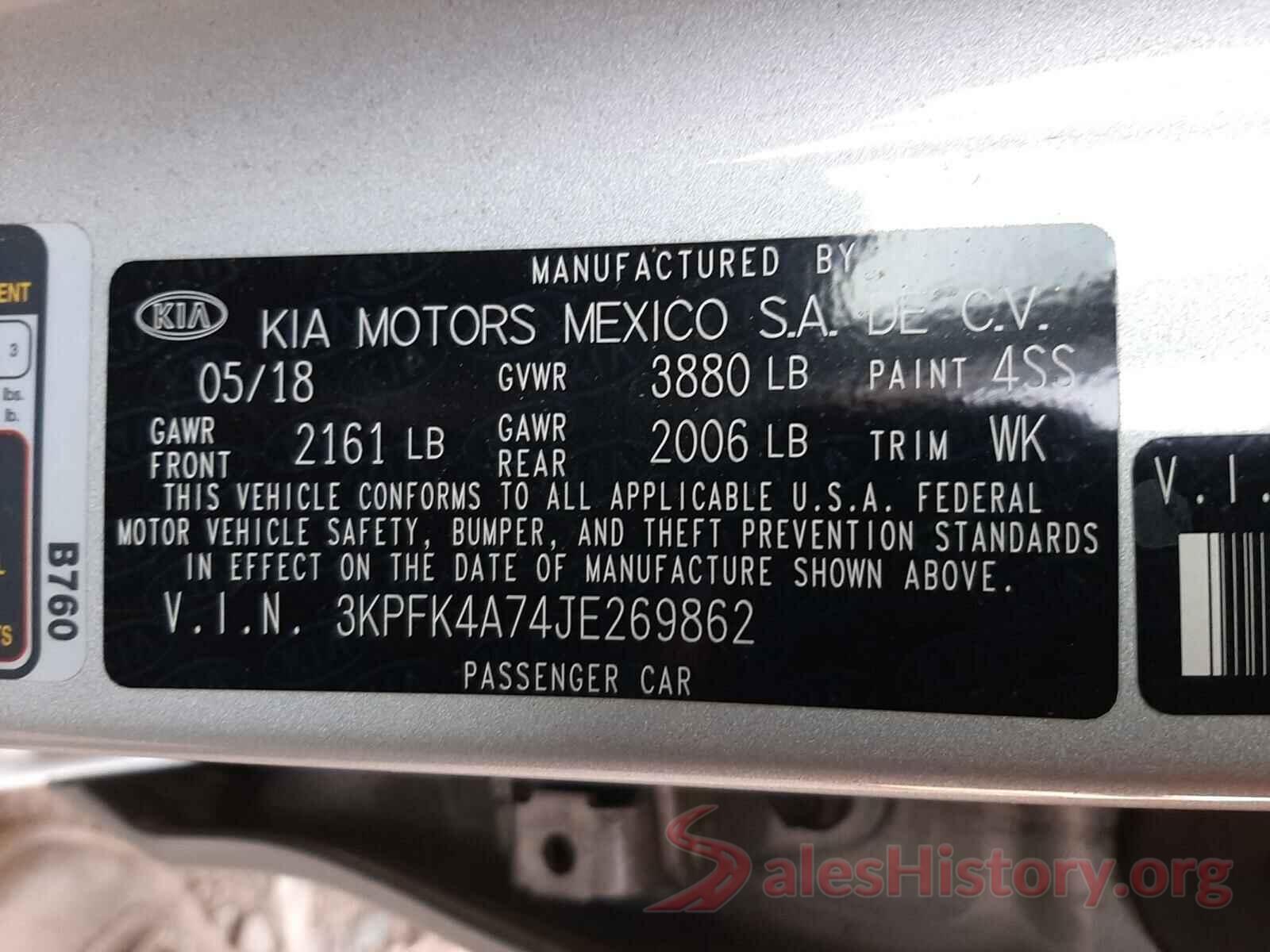 3KPFK4A74JE269862 2018 KIA FORTE