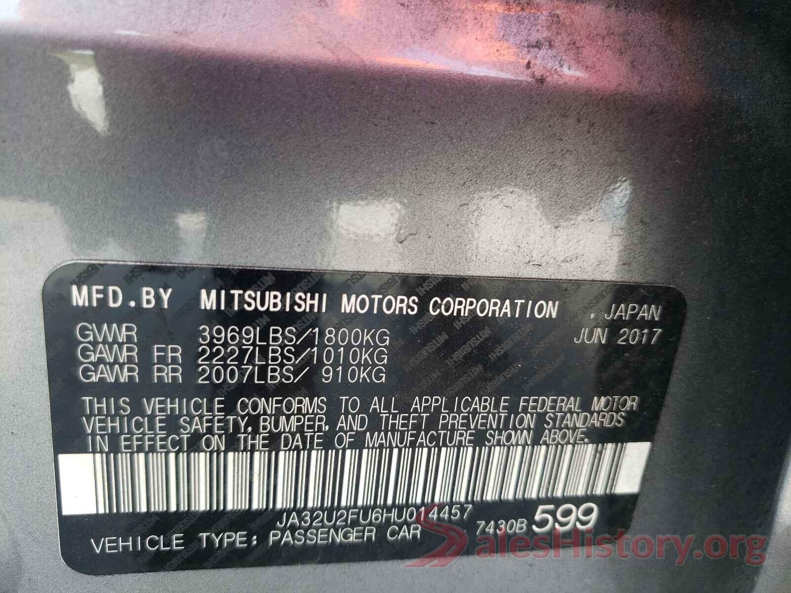 JA32U2FU6HU014457 2017 MITSUBISHI LANCER