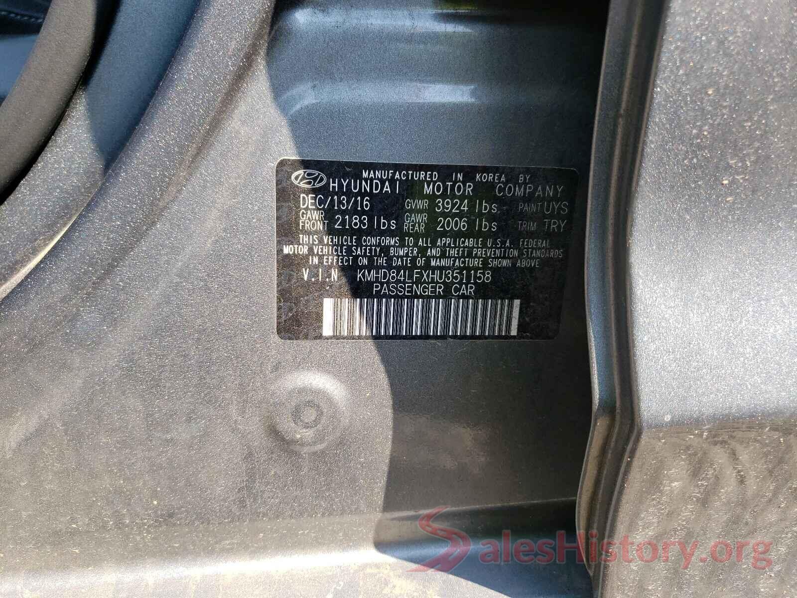 KMHD84LFXHU351158 2017 HYUNDAI ELANTRA