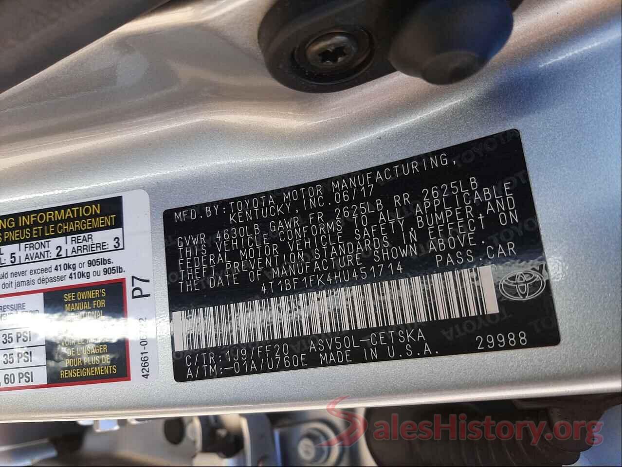 4T1BF1FK4HU451714 2017 TOYOTA CAMRY