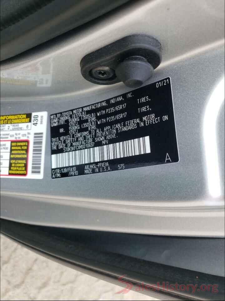 5TDKSKFCXMS010697 2021 TOYOTA SIENNA