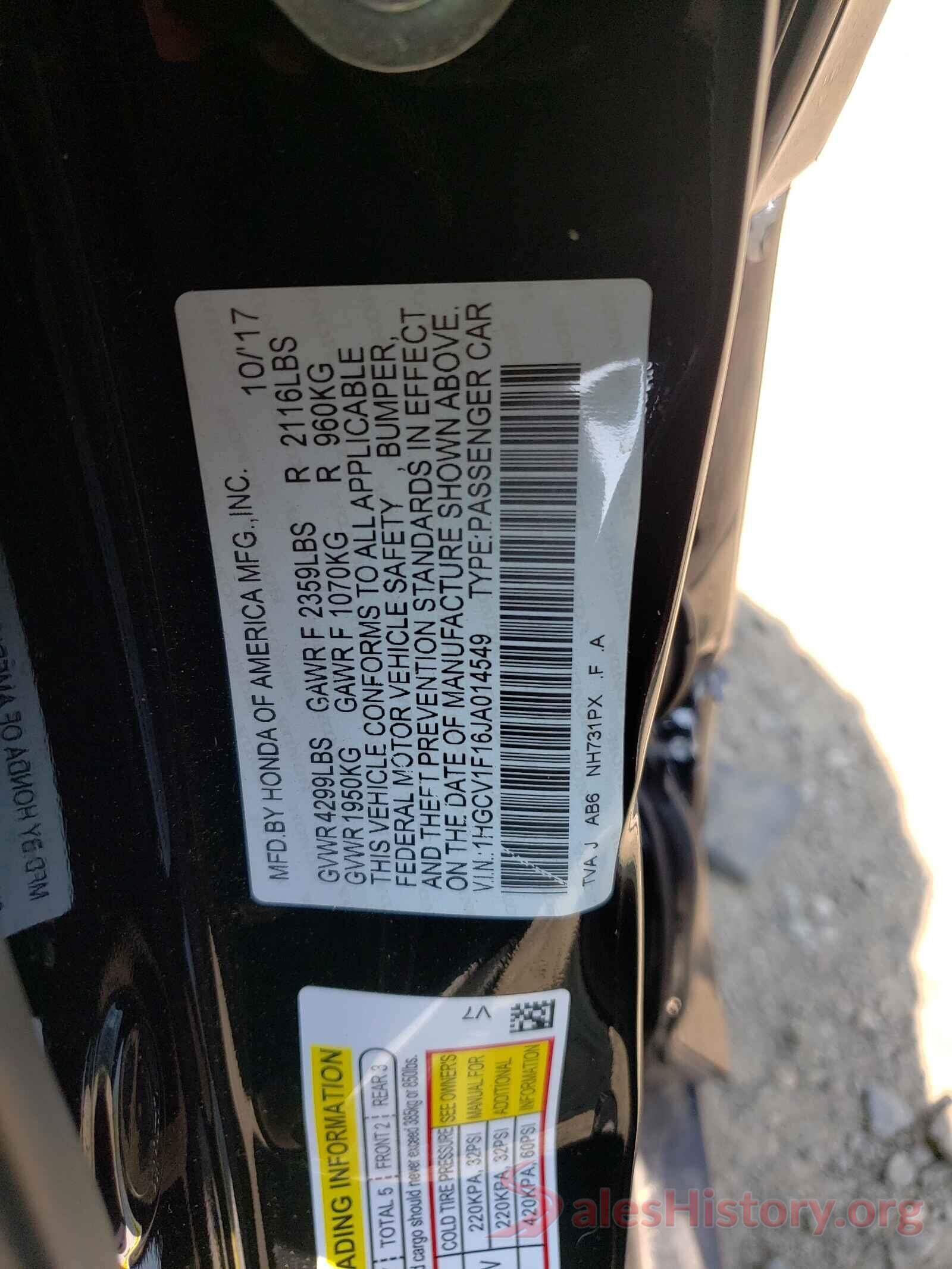 1HGCV1F16JA014549 2018 HONDA ACCORD