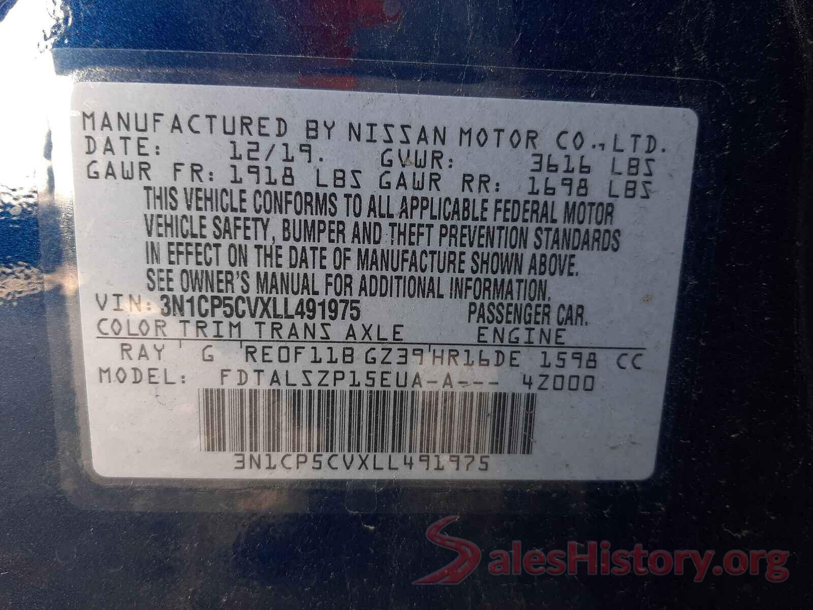 3N1CP5CVXLL491975 2020 NISSAN KICKS