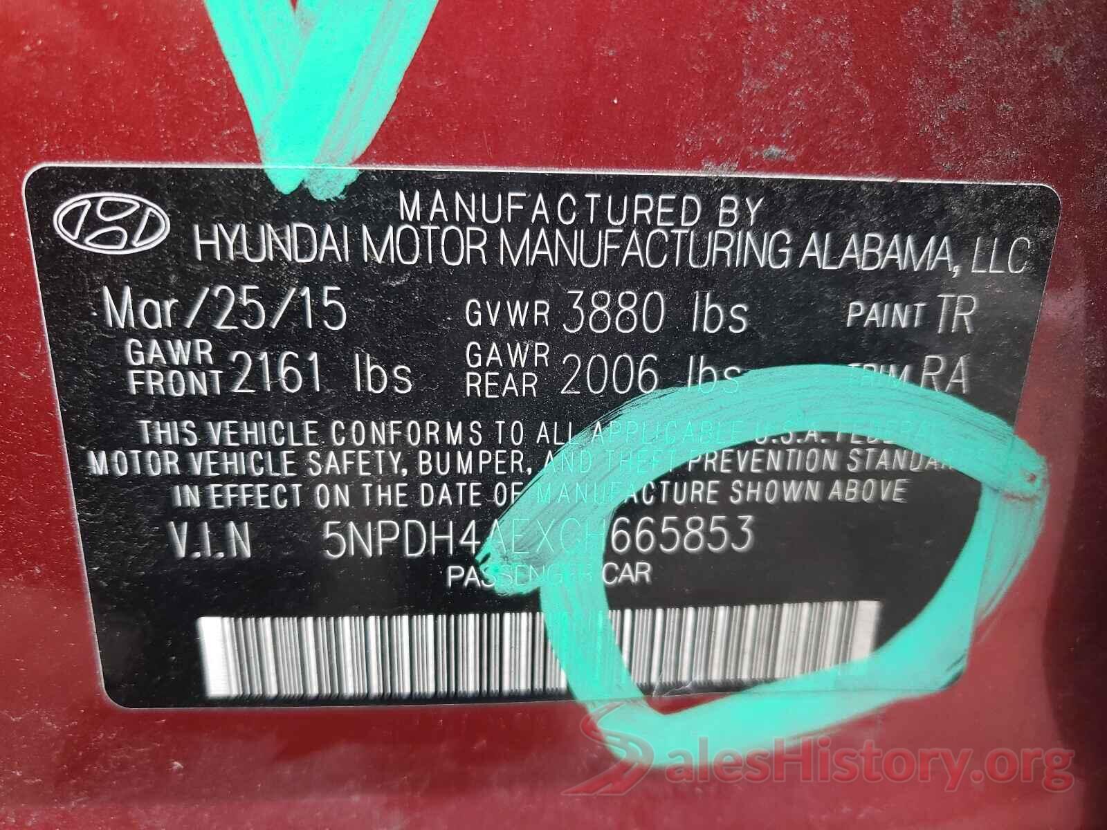 5NPDH4AEXGH665853 2016 HYUNDAI ELANTRA