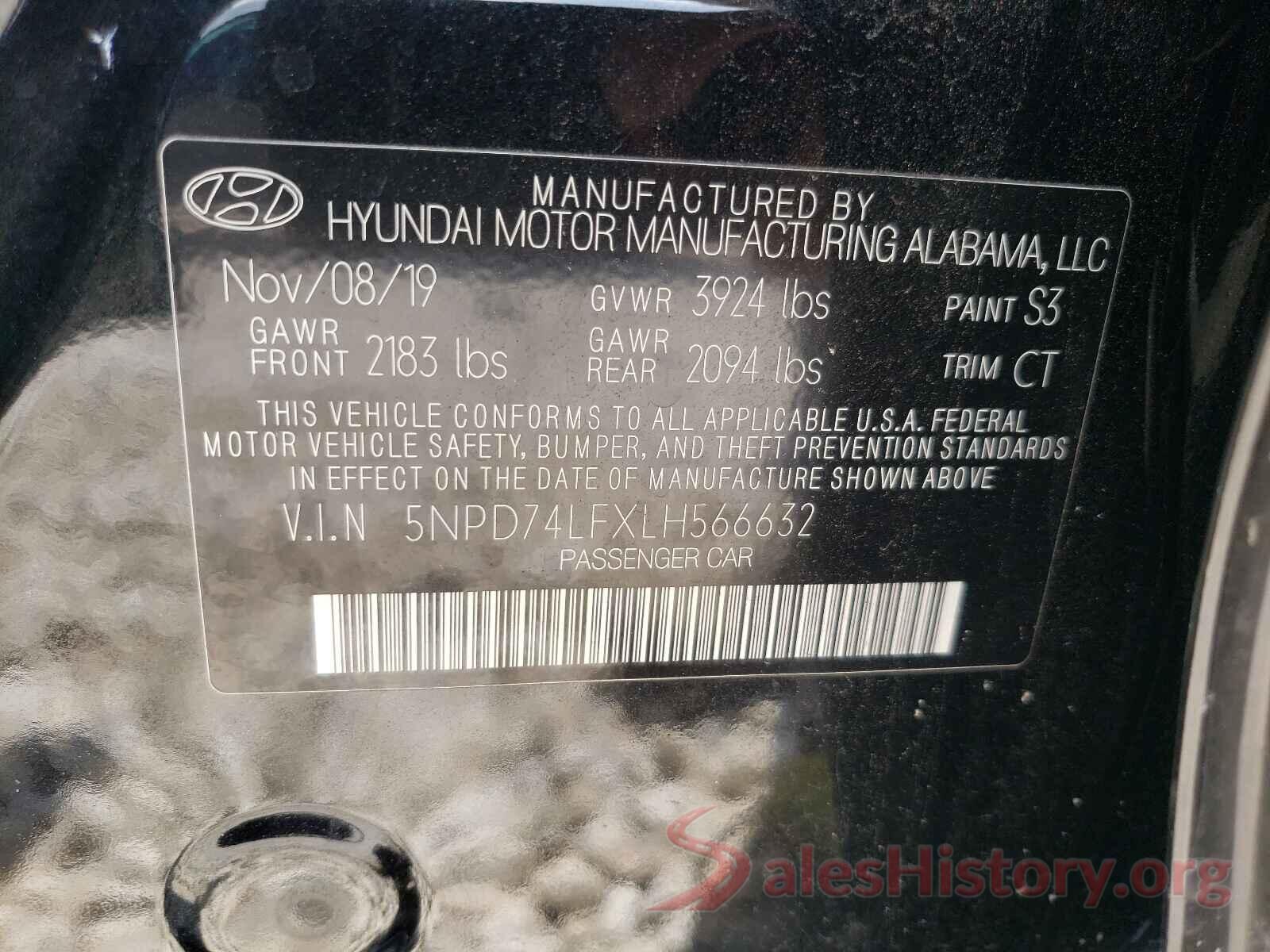 5NPD74LFXLH566632 2020 HYUNDAI ELANTRA