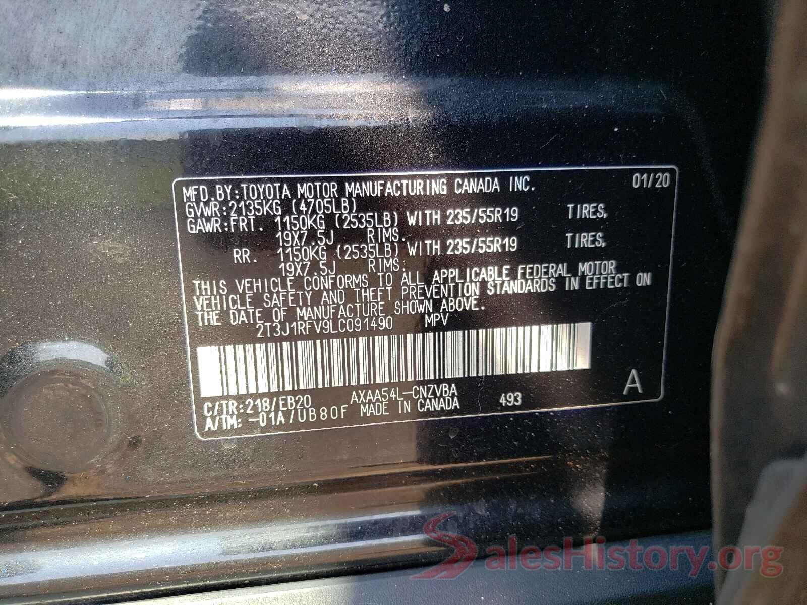 2T3J1RFV9LC091490 2021 TOYOTA RAV4