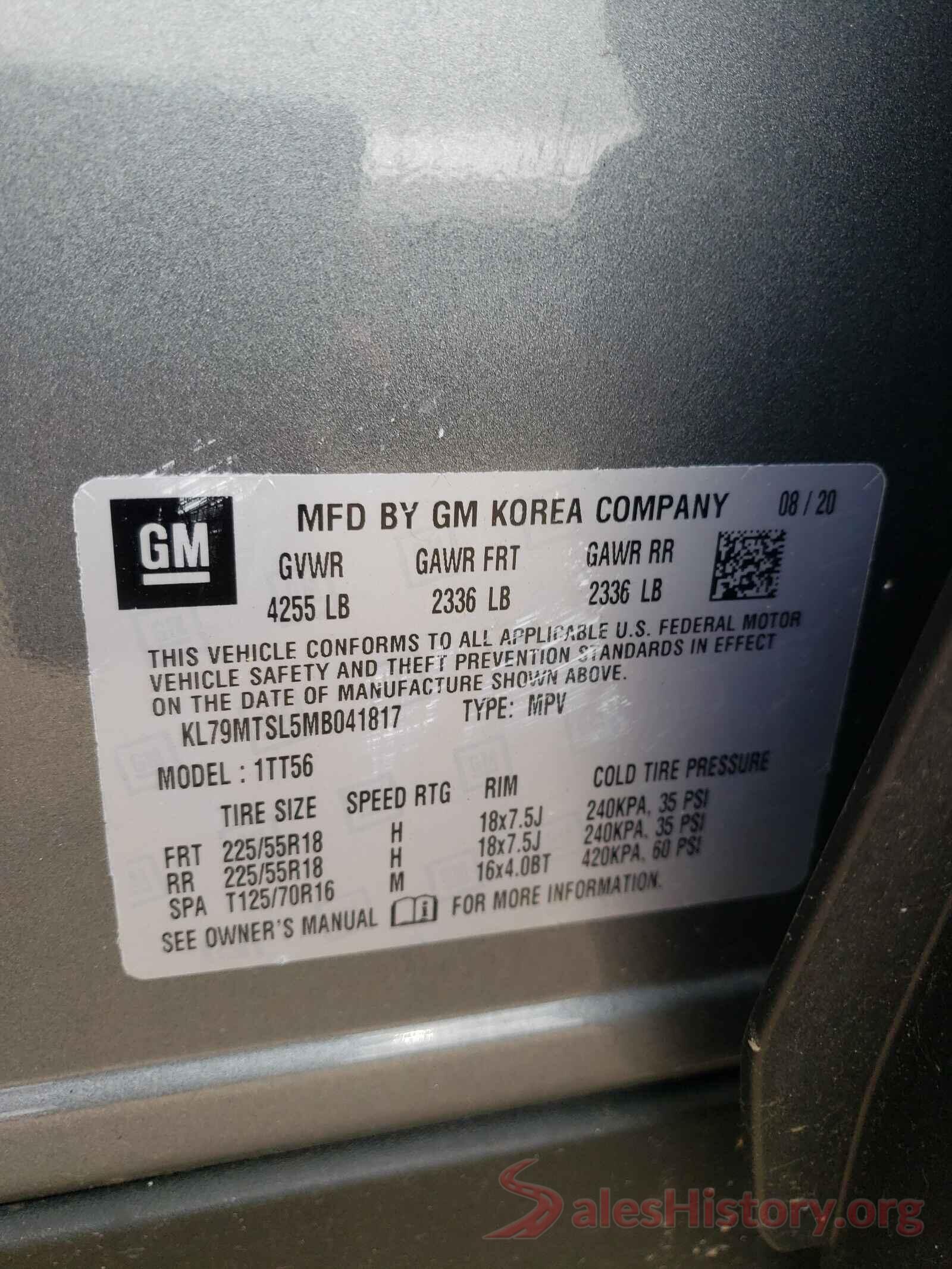 KL79MTSL5MB041817 2021 CHEVROLET TRAILBLAZE