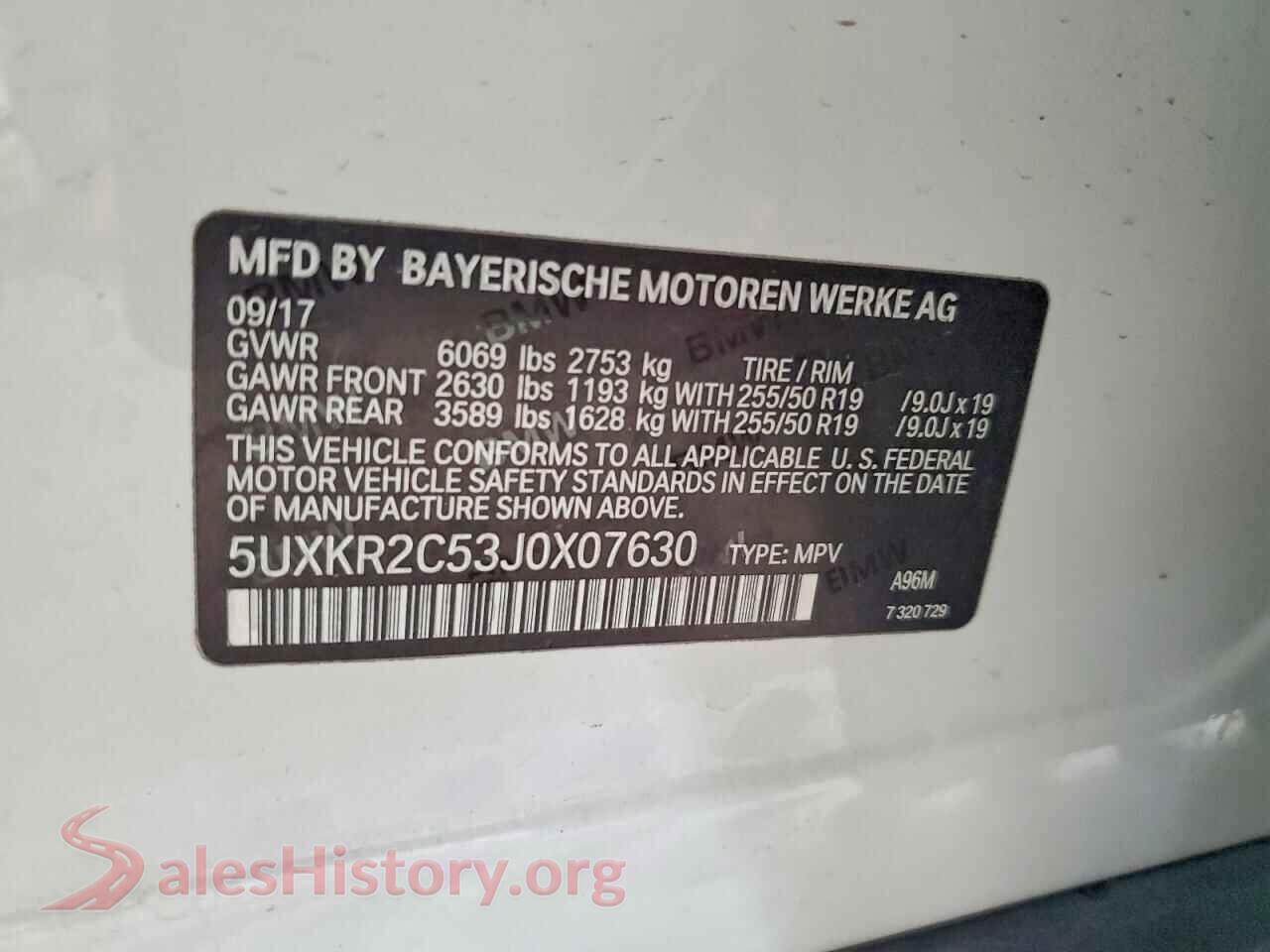 2018 BMW X5 VIN 5UXKR2C53J0X07630, trunk area