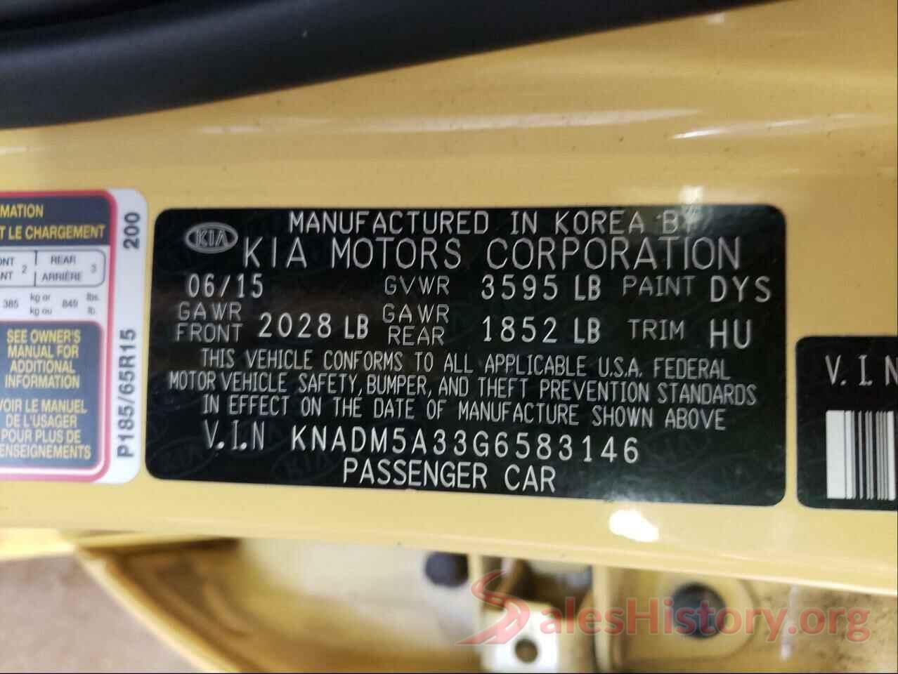 KNADM5A33G6583146 2016 KIA RIO