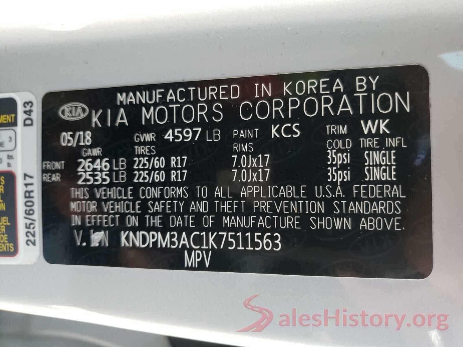 KNDPM3AC1K7511563 2019 KIA SPORTAGE