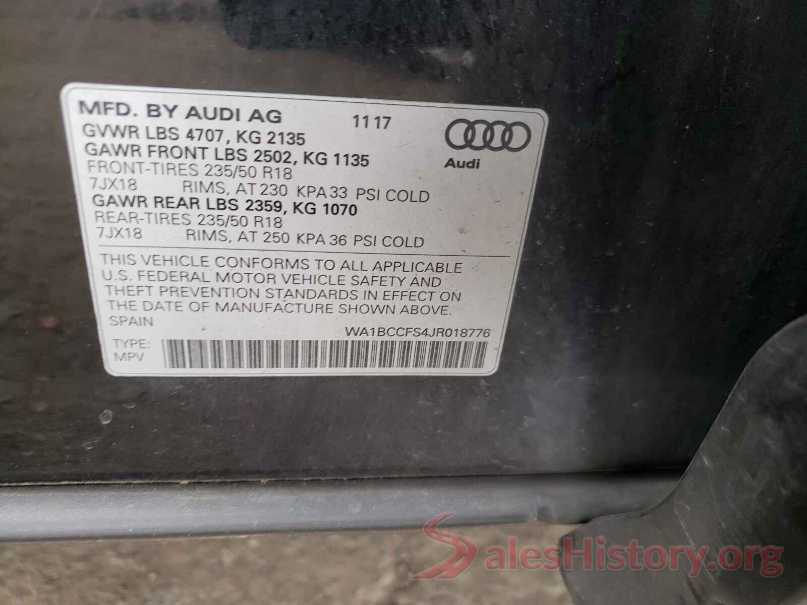 WA1BCCFS4JR018776 2018 AUDI Q3