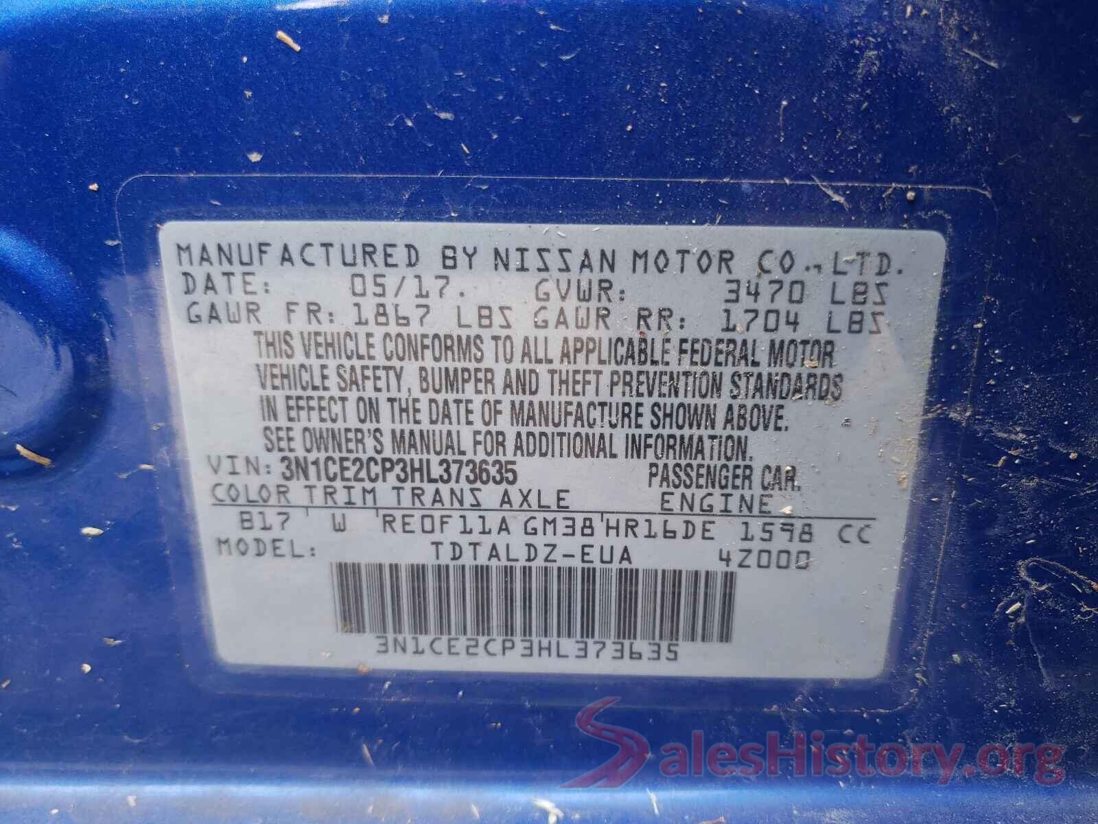 3N1CE2CP3HL373635 2017 NISSAN VERSA