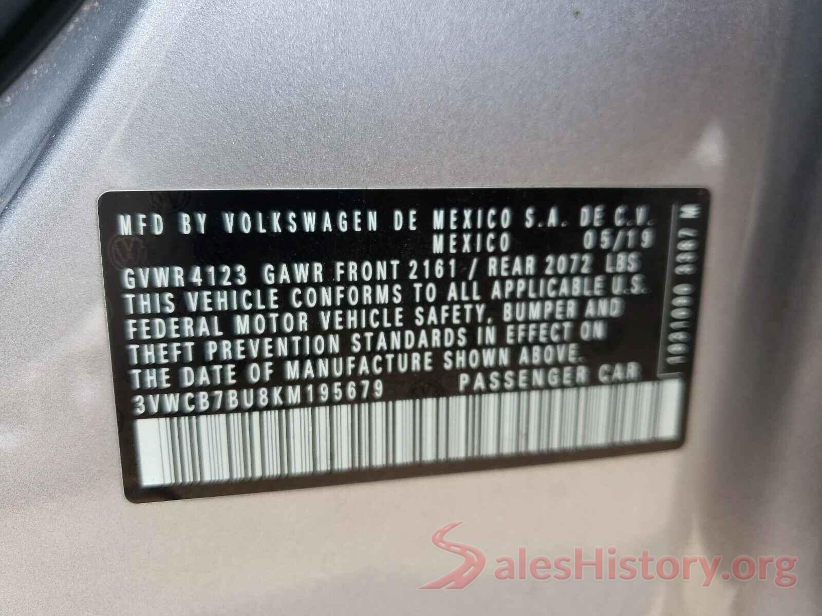 3VWCB7BU8KM195679 2019 VOLKSWAGEN JETTA