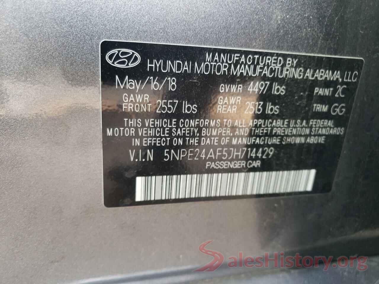 5NPE24AF5JH714429 2018 HYUNDAI SONATA