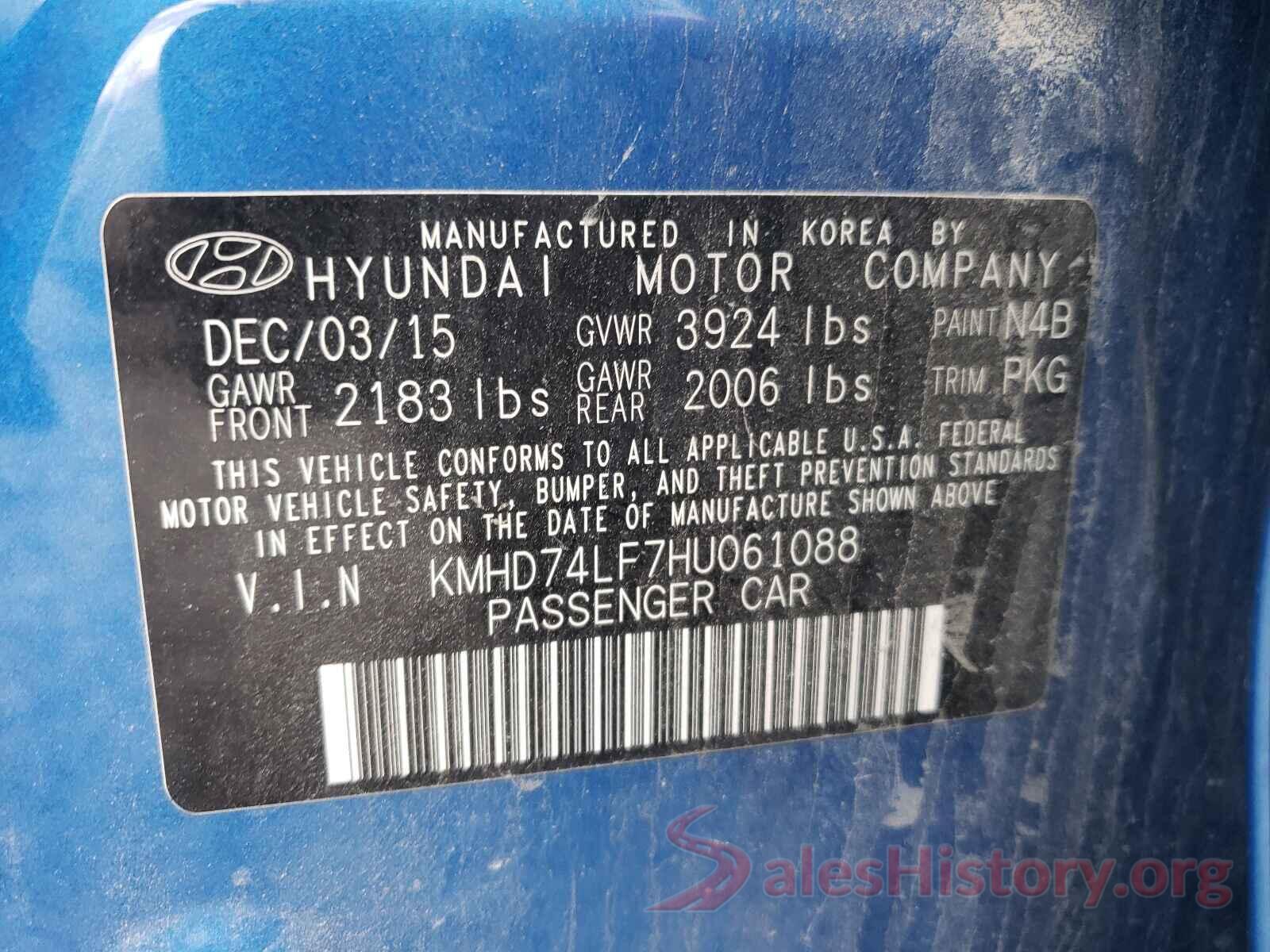 KMHD74LF7HU061088 2017 HYUNDAI ELANTRA