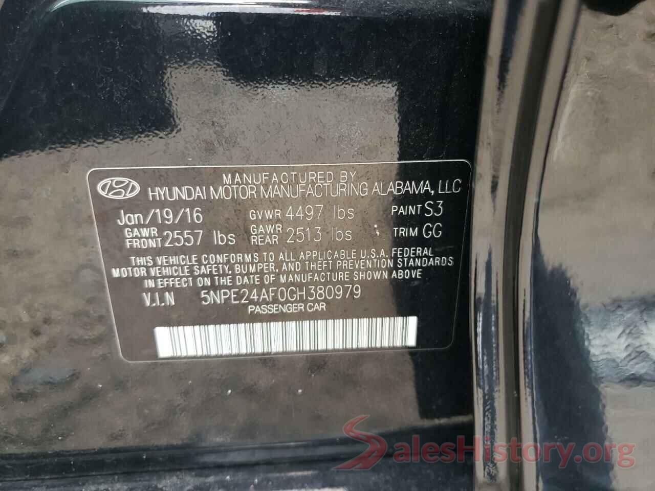 5NPE24AF0GH380979 2016 HYUNDAI SONATA