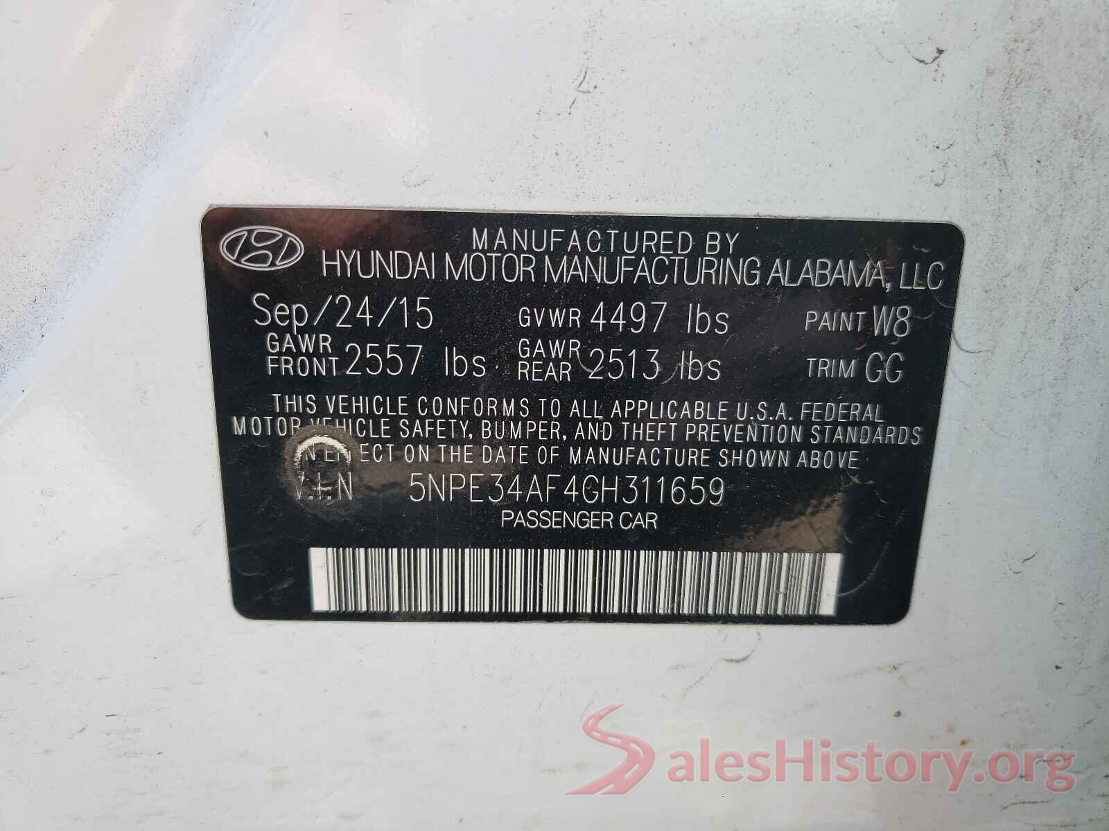 5NPE34AF4GH311659 2016 HYUNDAI SONATA