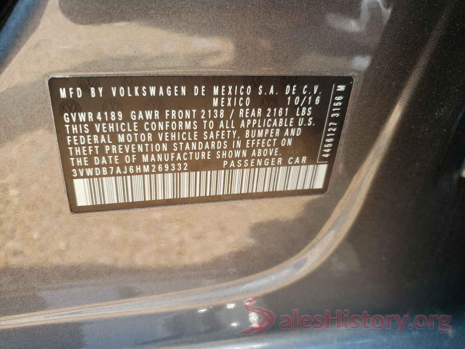 3VWDB7AJ6HM269332 2017 VOLKSWAGEN JETTA