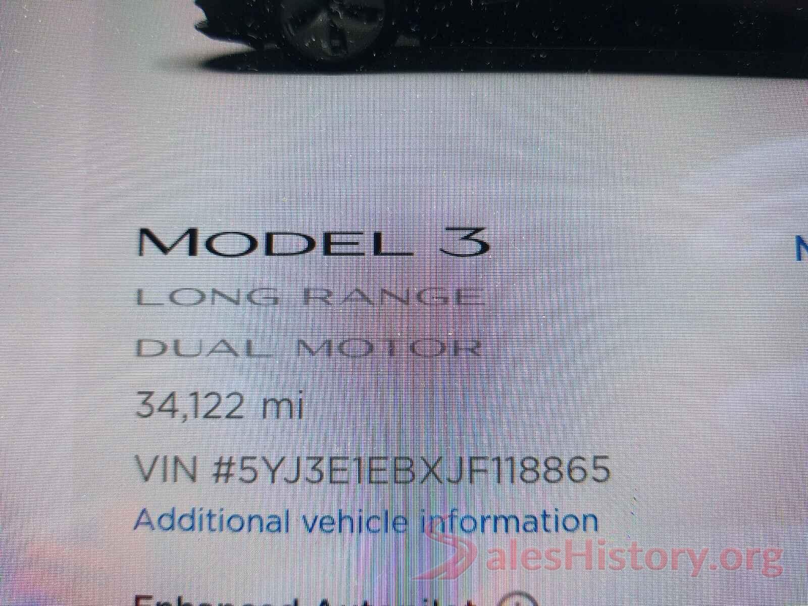 5YJ3E1EBXJF118865 2018 TESLA MODEL 3