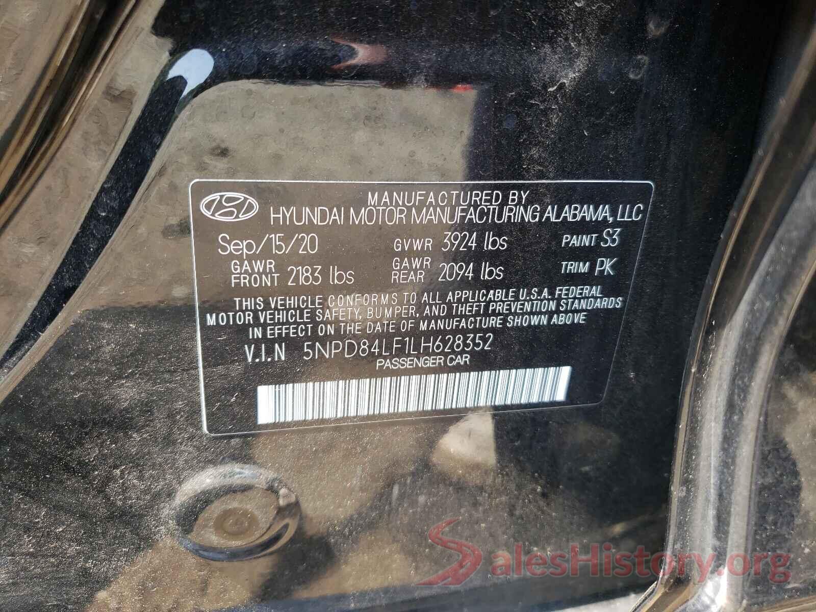 5NPD84LF1LH628352 2020 HYUNDAI ELANTRA