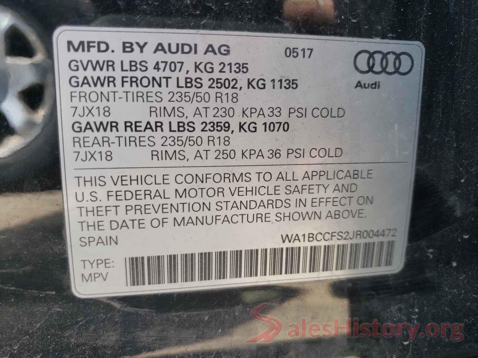 WA1BCCFS2JR004472 2018 AUDI Q3