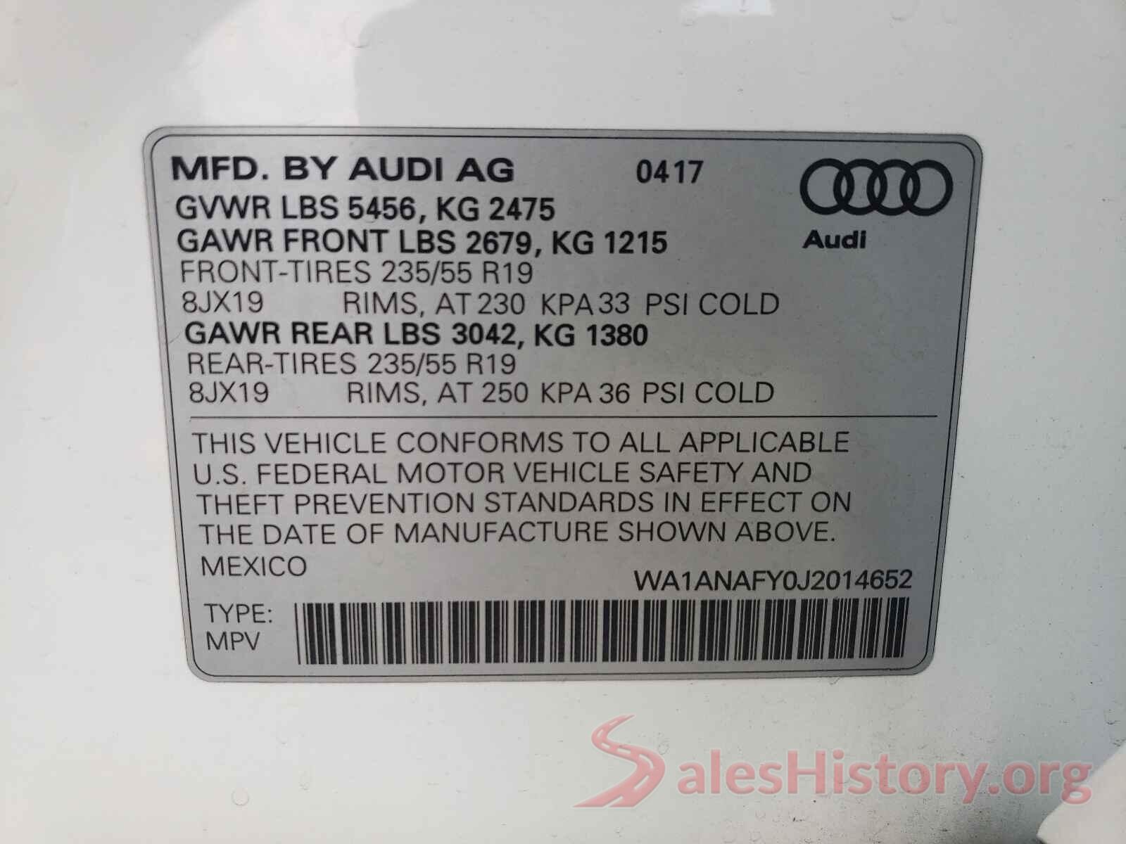 WA1ANAFY0J2014652 2018 AUDI Q5