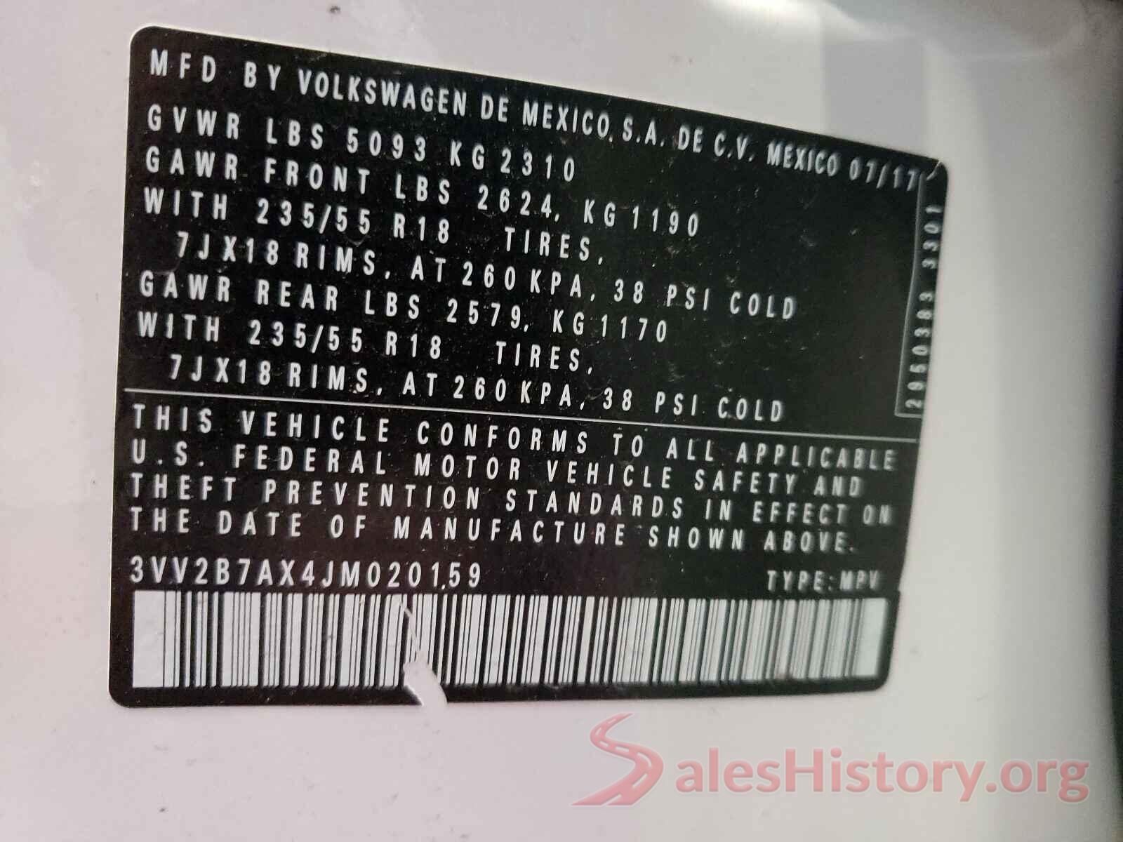 3VV2B7AX4JM020159 2018 VOLKSWAGEN TIGUAN