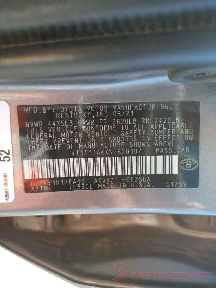 4T1T11AKXNU620107 2022 TOYOTA CAMRY