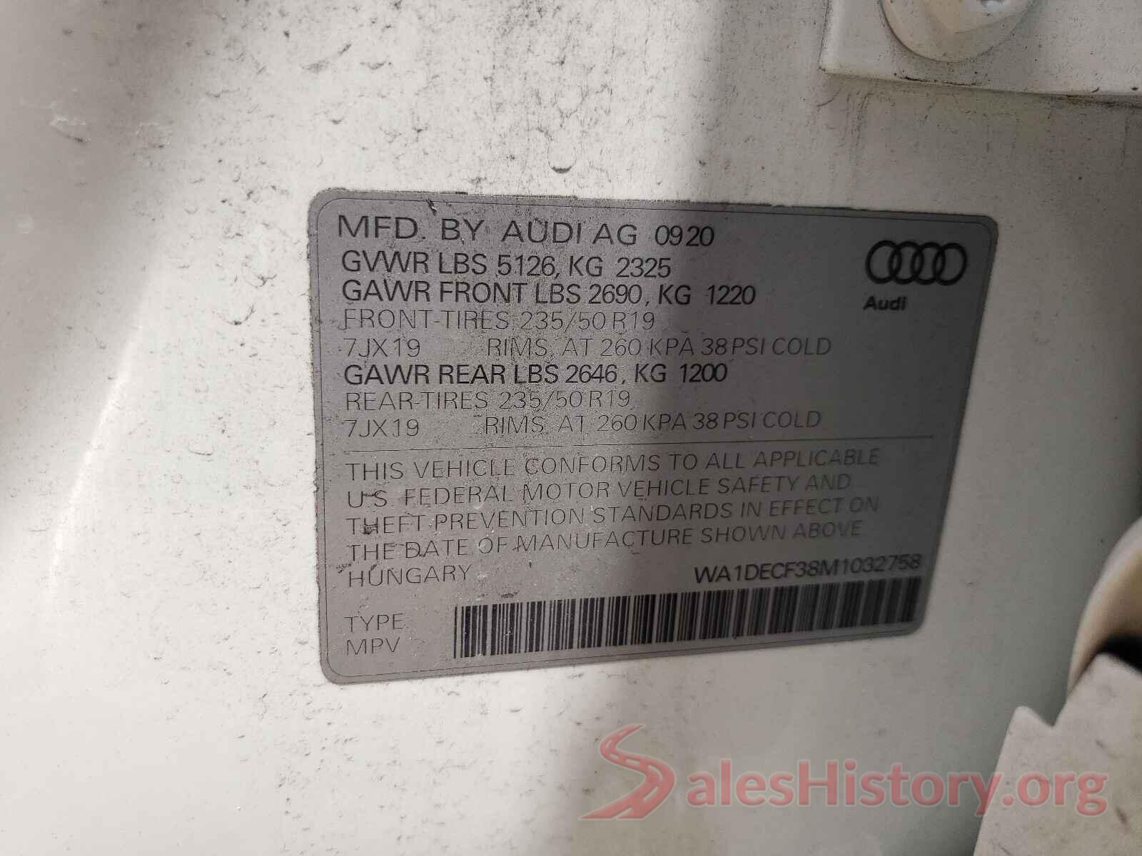 WA1DECF38M1032758 2021 AUDI Q3