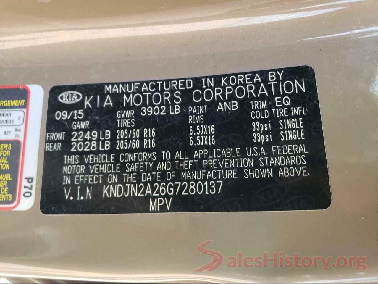 KNDJN2A26G7280137 2016 KIA SOUL